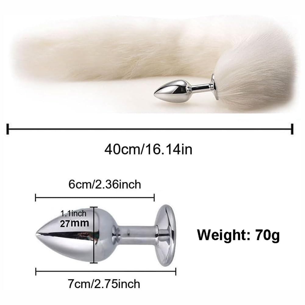 TJCGCKK Animal Cosplay Costume Furry Fox Tail Plug Cute Ears Headband Bat Style Neck Collar Set: White B