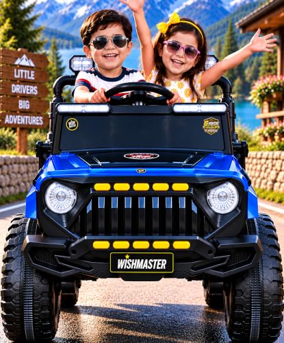 Wishmaster Kids Electric Ride On Car, 2-5 Years| Battery EV Kids Cars Remote Control, Battery Operated Jeep, RGB LED Lights, Bluetooth Music, 6-Months