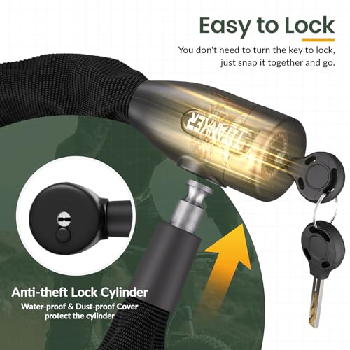 Image of Titanker Bike Chain Lock with Keys, 3.3 Feet Security Heavy Duty Anti-Theft Bicycle Chain Locks for Bike, Motorcycle, Bicycle, Door, Gate, Fence, Grill (6mm, 8mm, 10mm Thick Chain)