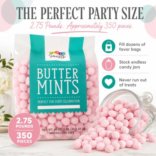 Party Sweets Pink Buttermints, 2.75 Pound, Appx. 350 Pieces from Hospitality Mints - image 2