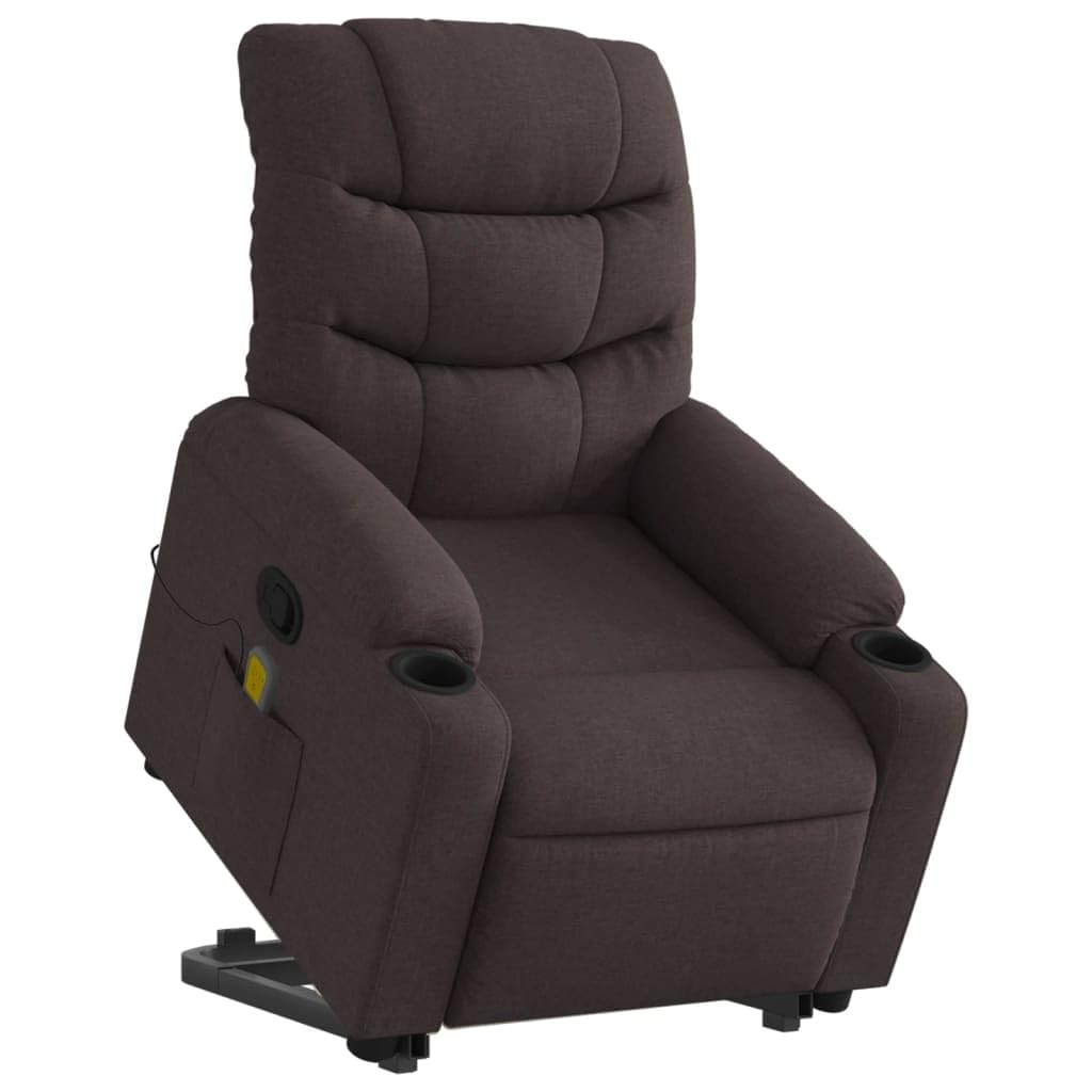 vidaXL Fauteuil inclinable de Massage Marron foncé Tissu