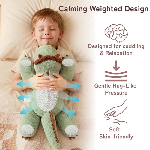 Image of Niuniu Daddy Weighted Dinosaur Stuffed Animal for Kids & Adults, 20 Inch 3.3lb Large Plush Toy with Soft Fur, Weighted Plushies Pillow for Sensory Calm, Huggable Gift for Everyday Comfort