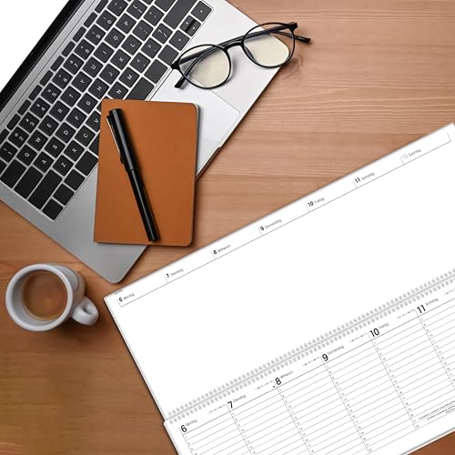 Zettler Tischquerkalender Giganta XXL 1W/2S Grün 2026 – Bürokalender 42x15 cm, Wochenkalender mit 1 Woche auf 2 Seiten, deutschem Kalendarium, Spiralbindung & Stundeneinteilung 7–22 Uhr