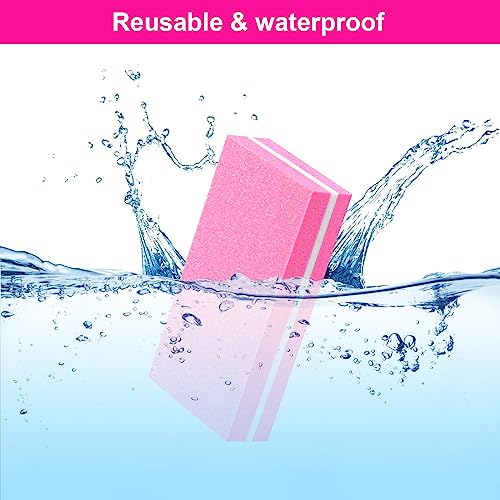 Diesisa Buffer Block Nail File, 100/180 Grit Sponge Nail Buffers for Acrylic Nails, Nails Buffer, Mini Buffing Block Double Sided for Manicure Tools 60 Count - Pink