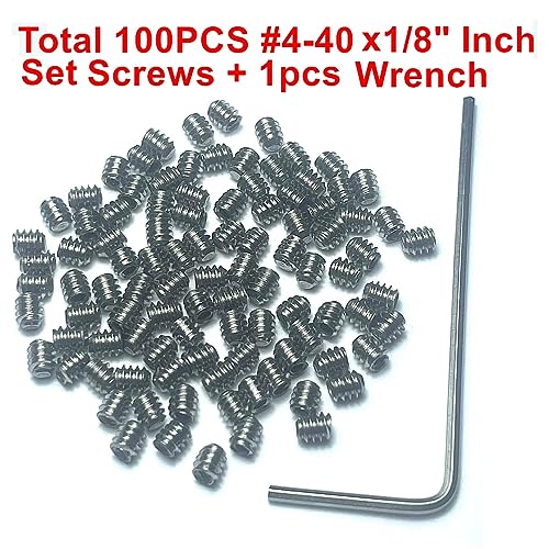ZDingTech 100pcs Set Screws 4-40 x 1/8 inch 304 Stainless Steel Allen Head Hex Hexagon Socket Set Screws with 1.27mm Allen Wrench,Set Grub Screws Hex Allen Head Socket Set Screw.(1/8