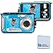 Acuvar 24MP Megapixel Waterproof Dual Screen Full HD 1080P Digital Camera for Under Water Photo and Video Recording for Selfies with LED Flash Light