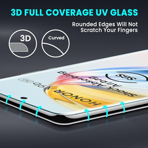Image of ArmourPro Military Grade UV Tempered Glass Screen Protector for Honor X9b 5G with Edge to Edge Coverage, Cable Protector & Installation kit (6.78 Inch)
