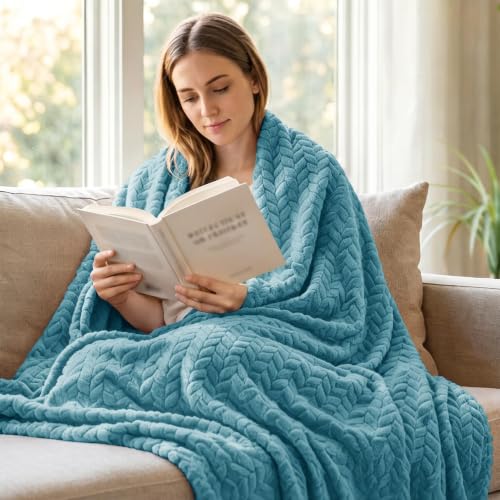 Image of Exclusivo Mezcla Fleece Throw Blanket for Couch Sofa, 50 inchx70 inch, Slate Blue