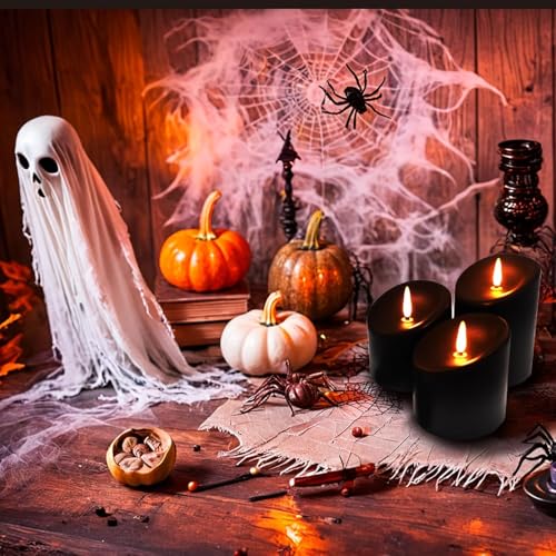 Image of Black Flameless Candles, Battery Operated Candles, LED Pillar Candles with Remote Control and Timers