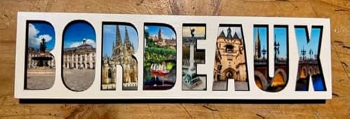 Bordeaux Souvenir, Íman de madeira de bordeaux com inscrição, bordô, íman para frigorífico, presente de França, lembrança de viagem em França, bordô. 220125