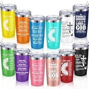 Mifoci Christian Gifts for Women Religious Stainless Steel Tumblers 20oz Scripture Travel Mug Inspirational Cup Bible Verse Catholic Birthday Gift for Mom Sister Friend Teacher(Multicolor, 12 Pack)