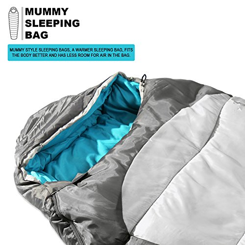Sleeping Bag Mummy Style - 3 Season - Camping & Outdoors - Grey miniatura 4