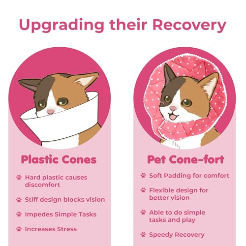 Image of SunGrow Cat Cone Collar Soft, Pet Recovery Elizabethan E Collar Soft Neck Cone to Stop Licking for Cats & Kittens After Surgery, Cat Surgical Recovery Suit for Wound Cover, Puppy Dog & Rabbit Cone