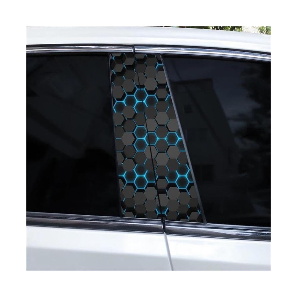 Decorative Items 2pcs Car B-Pillar Stickers Hexagonal Image Waterproof and Scratch-Resistant Car Door Pillar Decoration Stickers(C)