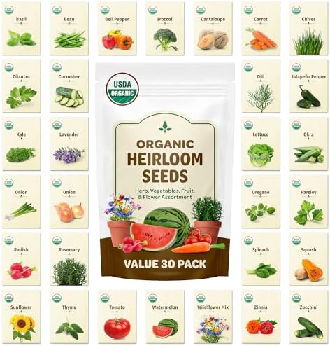 Back to the Roots 100% Heirloom Rescued Seeds, Variety Pack, 30ct of Organic Veggies, Herbs & Flowers to Prevent Waste (Assortment Varies)