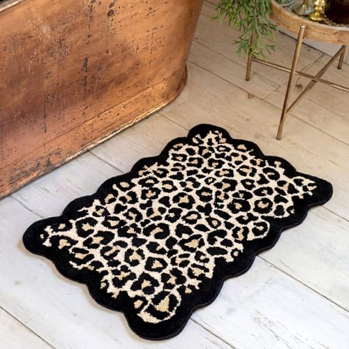Dunzy Scalloped Cheetah Rug Leopard Bathroom Mat Cheetah Print Room