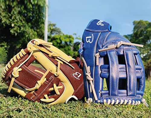 Beoub Baseball Softball Glove Youth Adults Mens Women Junior 11.5 Inch Right Handed Throw H Web Leather Outfield Infield Fielding Mitts Gifts Blue #TOP6