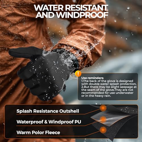 rivmount Winter Gloves Women Men for Cold Weather, Running Driving Cycling, Water-Resistant & Touch Screen, Snow Ski Gloves Liner, Warm Glove for Daily Work & Sports Outdoor