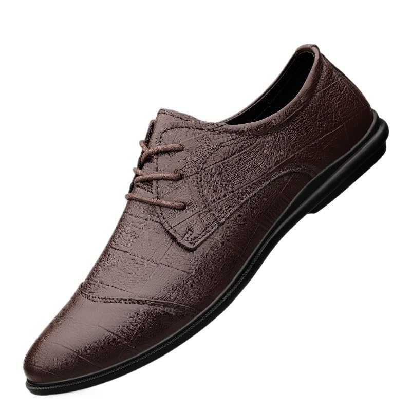 Mens Black Oxfords Lace Up Modern Leather Business Casual Scale Pattern Comfort Formal Shoes Fashion Dress Business Shoe