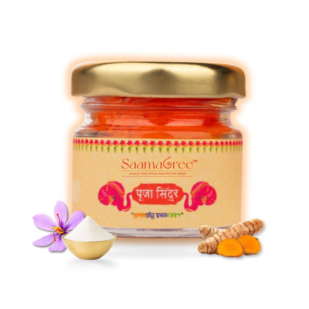 SAAMAGREE Sacred Pooja Sindoor Hanuman Ji Sindoor | Orange Pooja Sindoor for Devotional Rituals Ideal for Bajrangbali Worship & Temple Use (50 Grams) in Secure Glass Jar Packaging-image-24