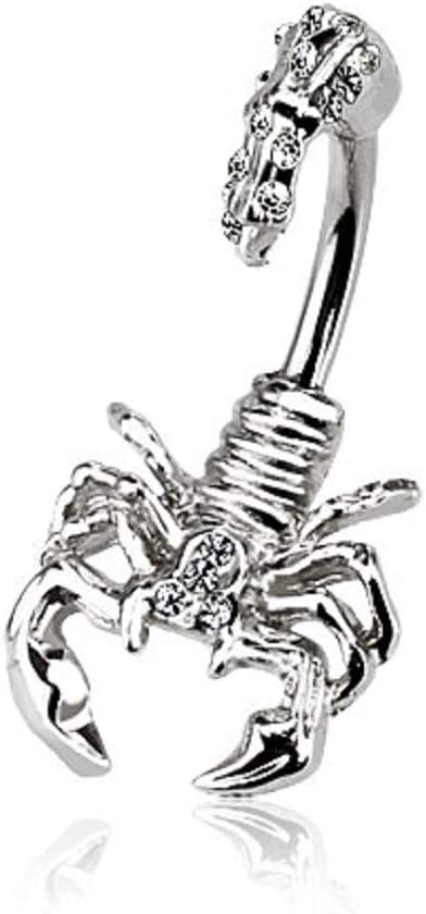 Scorpion Belly Bar Belly Bar Stainless Steel Anti-Allergic Banana Barbell SCORPIO White LOVEPIERCING