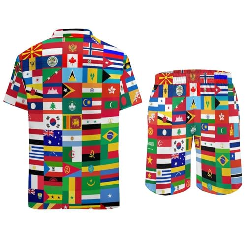 Conjunto de 2 piezas para hombre con camisa de botones y pantalones cortos playeros 6