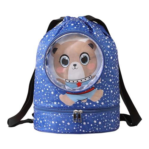 NLAND Mochila con Cordón para Niños Mochila de Cuerdas Impermeable Bolsa de Natación Grande Bolsa de Deporte con Compartimento para Zapatos Saco de Gimnasio (Azul)