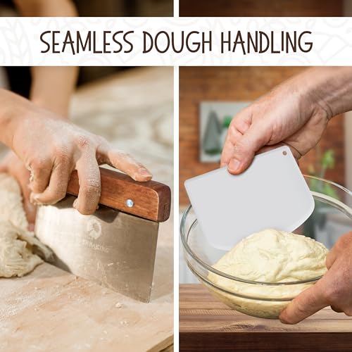 Superbaking 9' Round Banneton Bread Proofing Basket Gift Set– Sourdough Starter Kit for Crusty Artisan Style Loaves, Includes Essential Bread Baking Supplies & Tools - Ideal Gift for Bakers