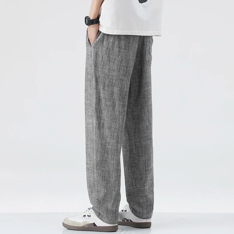 Summer Sweatpants Men Multi-Pockets Drawstring Cotton Casual Pants Male Loose Straight Trousers2