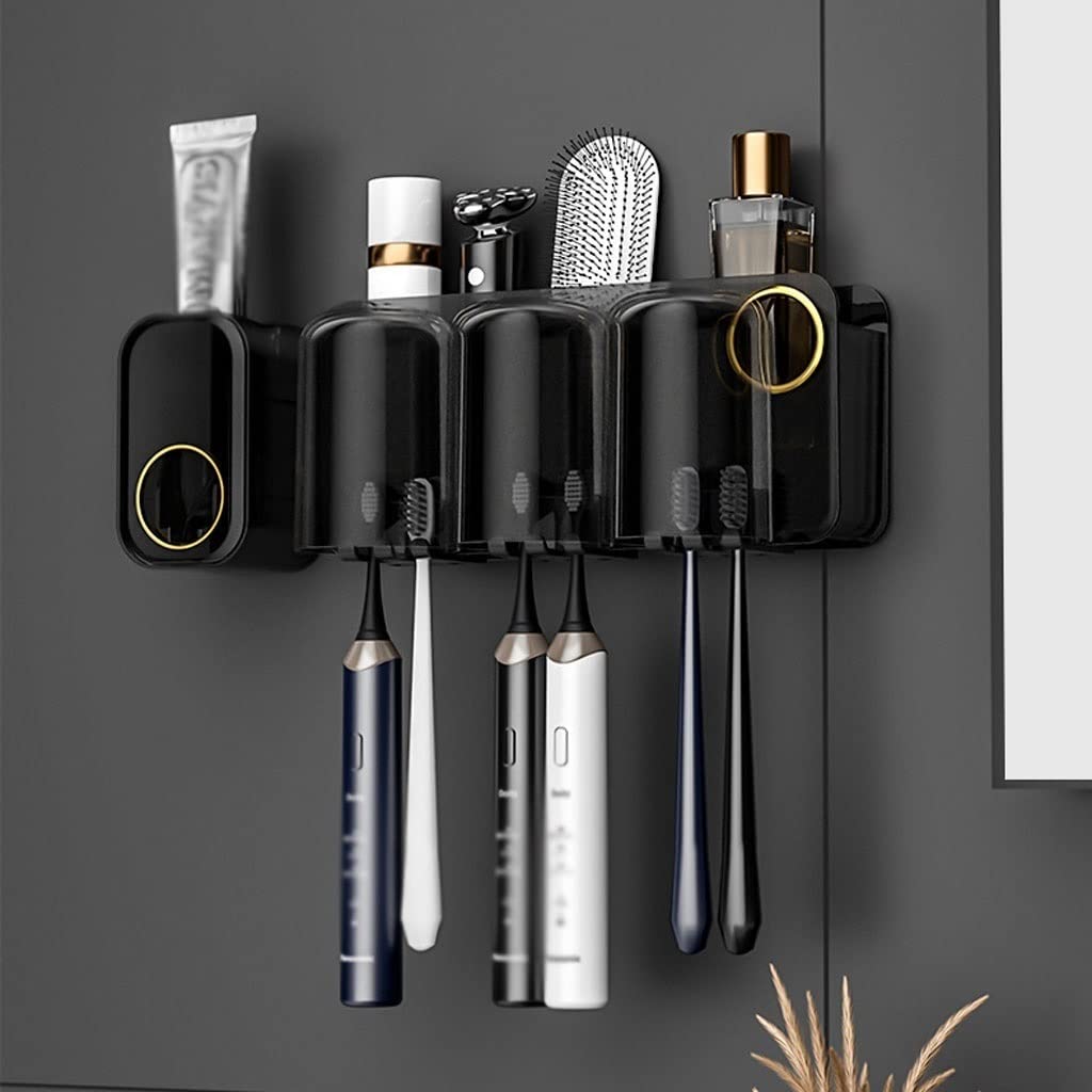Estante para Cepillos de Dientes 2 Pezzi Supporto for spazzolino a Parete Porta da Dono spazzolino da Denti con bocchettiere Kit di spremitura Automatica del distributore di dentifricio(C)