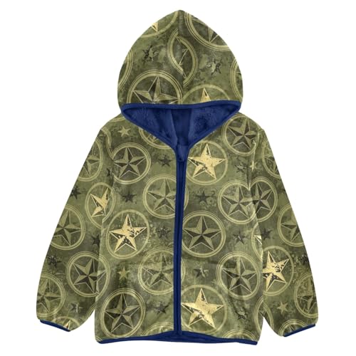 CHIFIGNO Vintage Military Star Toddler Boys Polar Fleece Lined Winter Jackets, Toddler Boy Jacket with Hooded 3T