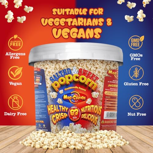 MacCorns - Traditional Salted & Sweet Popcorn Mix - Sharing Bucket - Serves 12 Portions (Sweet-And-Salty) - Image 2