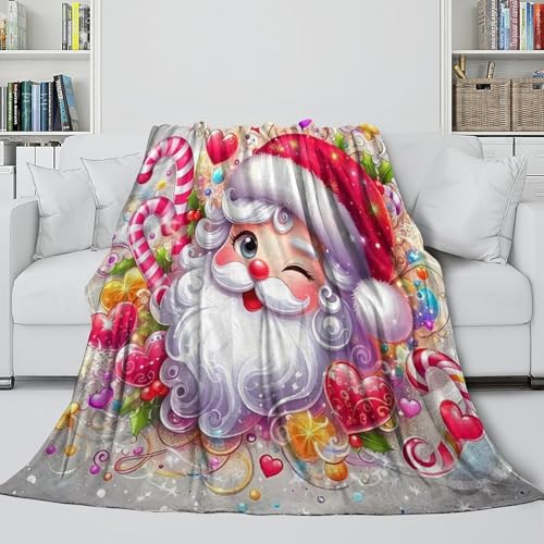 Couverture imprimée 3D Père Noël plaid cadeau de Noël pour lit - 5