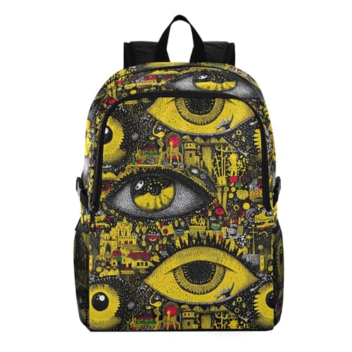 AIXIWAWA Lightweight Hiking Backpacks Abstract Eye Print, Foldable Waterproof Daypack for Commute Travel
