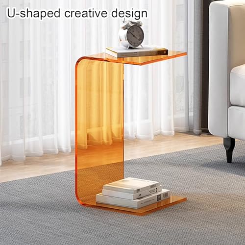 DYUNCZ Acryl-Beistelltisch, Beistelltisch Sofa, Transparenter U-förmiger Beistelltisch, Mehrzweck Oder Kleine Räume, Wohnzimmer, Schlafzimmer, Balkon (Color : Clear, Size : H-60CM/23.6IN)