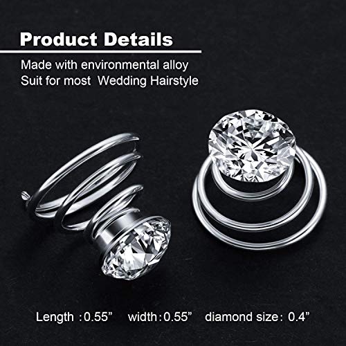 60 Pieces Rhinestone Crystal Twisters Set Spiral Hair Pin Silver Coil For Wedding, Bridal, Prom, Party And Special Occasion With Clear Container #TOP2