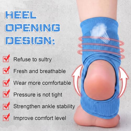 Image of Honoson 2 Pcs Ankle Brace Kid Ankle Support Youth Neoprene Lace up Compression Sleeve Foot Brace Stabilizer with Adjustable Strap for Sport Sprained Plantar Fasciitis Achilles Tendonitis(Light Blue,S)