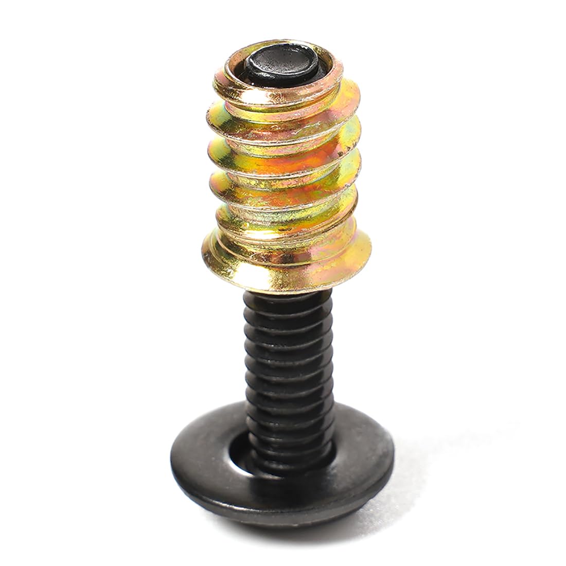 30-Set 1/4-20 Threaded Insert and Bolt for Wood, Furniture Screw Nut 3/5" with Black Oxide Flat Head Bolts 1" and Washers