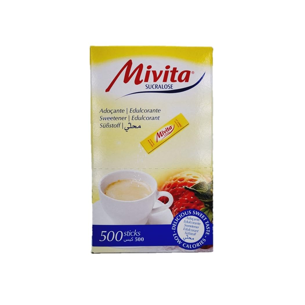 Mivita Sucralose Sweetener 500 Sticks – low calories sugar alternative, sugar-like crunchy texture, lactose-free, gluten-free