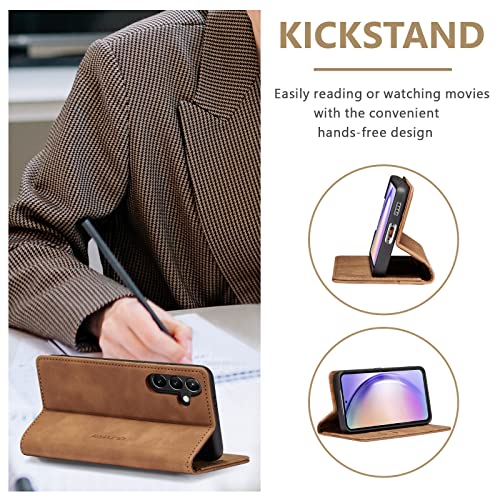 Étui coque Samsung Galaxy A26 QLTYPRI en cuir PU marron rétro - 3