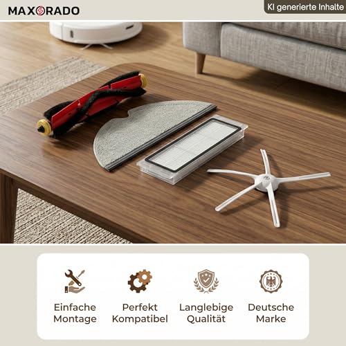 Maxorado Zubehör Set passend für Roborock S4 S5 MAX S6 Pure E2 E3 E4 E5 Q5 Xiaomi C1 Staubsaugerroboter