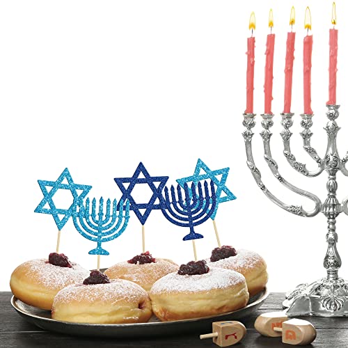 Gyufise 24Pcs Happy Hanukkah Cupcake Toppers Star Of David Cake Topper Decorations For Hanukkah Party Decorations Chanukkah Theme Party Supplies #TOP3