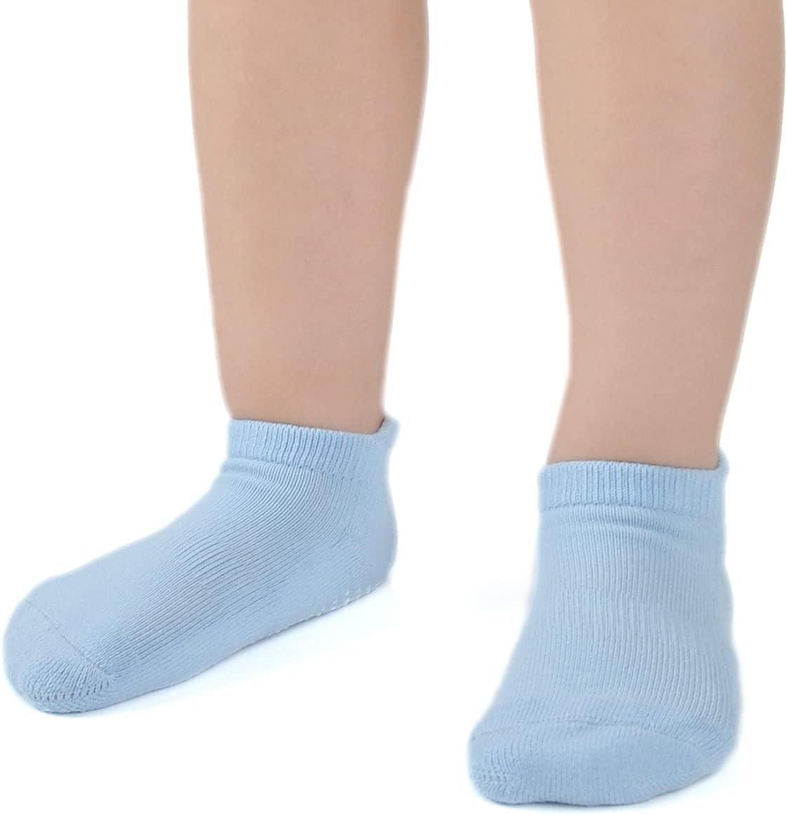 EPEIUS Baby Toddler Non-Slip Socks Thick Cotton Ankle Socks with Grips Kids Boys Girls 6/12 Pack