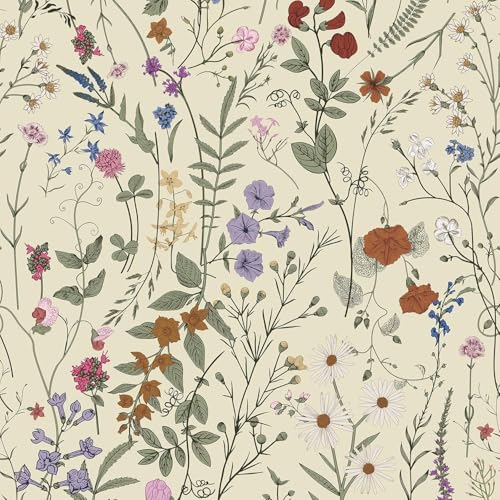 Murgall Selbstklebend Tapete 44x300cm Blumen Klebefolie Wandtapete Bauernhof Wildwood Tapeten Selbstklebende Möbelfolie Tapete für Home Schlafzimmer Schränke