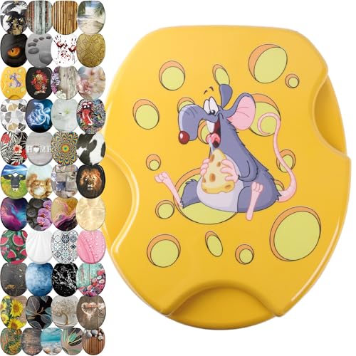 Sanilo Sedile WC con chiusura ammortizzata, grande scelta di copriwater neri da legno robusto e di alta qualità (Cheesy)