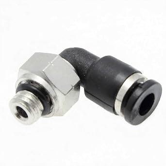 METTLEAIR MTL-6-U10C 0-150 PSI, 10-32 UNF Thread, 6 MM Outside Diameter, Compact Push to Connect, Elbow Fitting, Male, Nickel Plated Brass Body Material, Stainless Steel Lock Claws, ZINC Alloy Collar