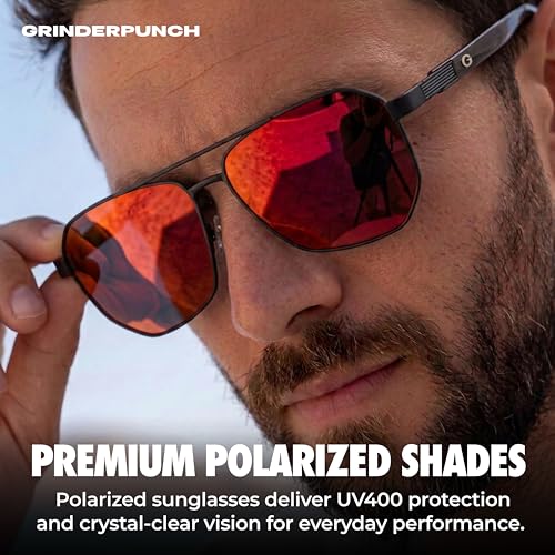 Image of grinderPUNCH Polarized Aviator Sunglasses Men Women Retro Vintage Square Pilot Sun Glasses UV400 Protection