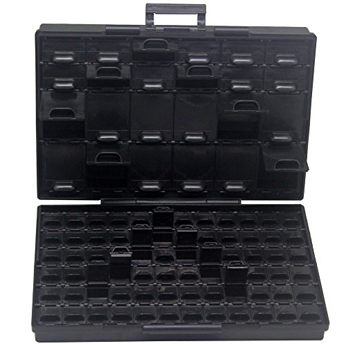 AideTek 4PCS BOXALL96 Anti-static Component Organizer ESD safe SMD parts box w/96 bins Conductive Storage Case