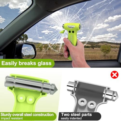 Image of Window Breaker, 3-in-1 Emergency Escape Tool with Car Safety Hammer and Seat Belt Cutter, Safety Emergency Car Tool for Car, Office, Home, Green