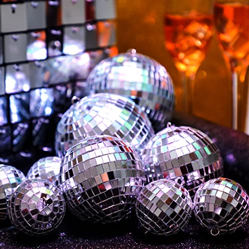 Image of MTLEE 20 Pcs Disco Balls Decorations Assorted Size Party Decor Disco Ball Ornaments Mirror Mini Large Hanging with Rope for Wedding Festival Stage Prop Garden